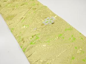 松皮菱に華紋・桐・菊模様織り出し　袋帯